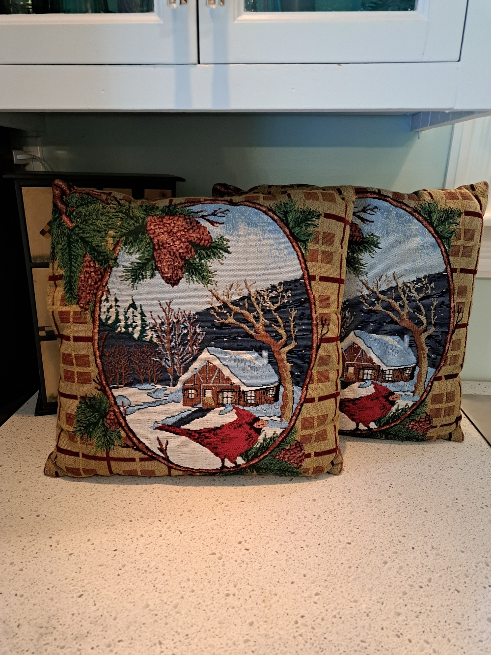 Holiday Cabin Cardinal Decorative Throw Pillow - Red/Green